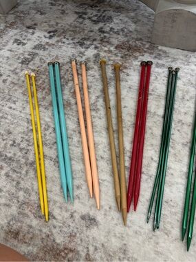 Vintage Assorted Straight Knitting Needles - Multi Color Set